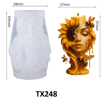 3D Sunflower Portrait Scented Candle Silicone Mold