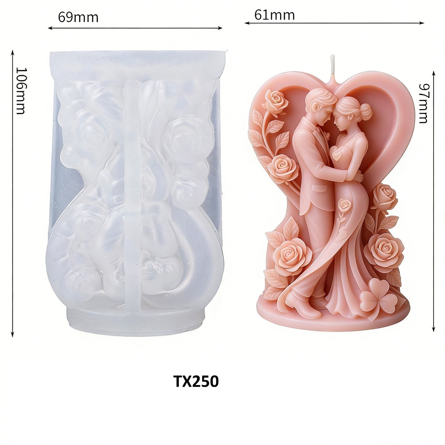 3D Hugging Couple Silicone Candle Mold
