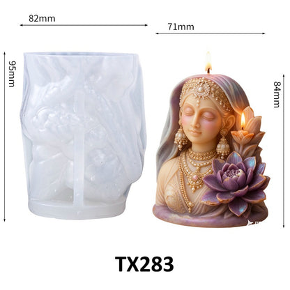 3D Lotus Goddess Silicone Scented Candle Mold
