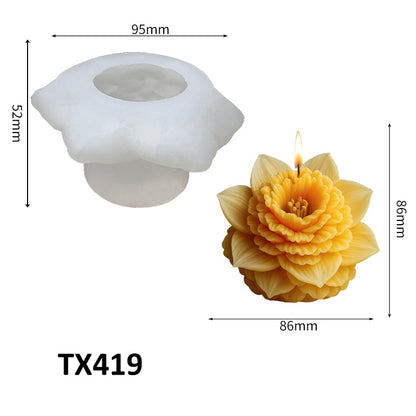 3D Marigold & Narcissus Flower Candle Silicone Mold