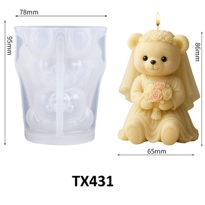 3D Wedding Couple Bears Aroma Silicone Mold