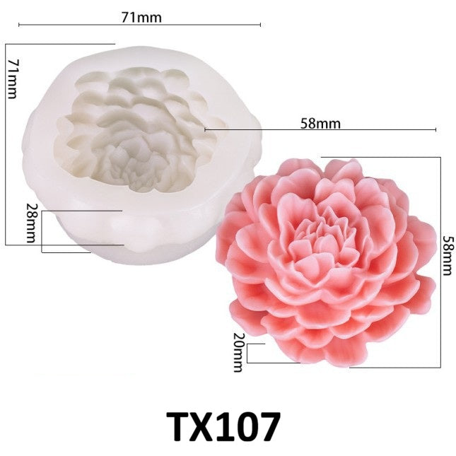 Peony Flower Ball Scented Candle Silicone Mold