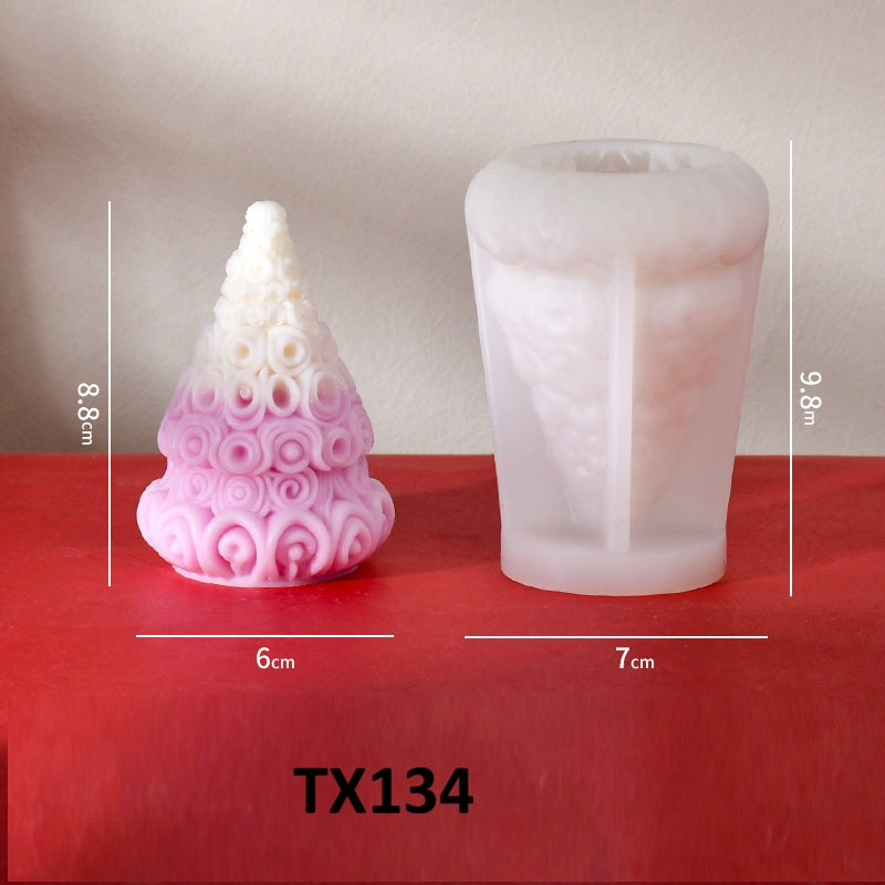 3D Christmas Tree Silicone Mold for Candles and Plaster Ornaments