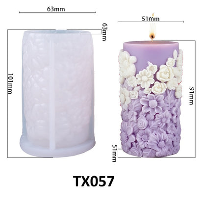 Floral Pillar Scented Candle Silicone Mold