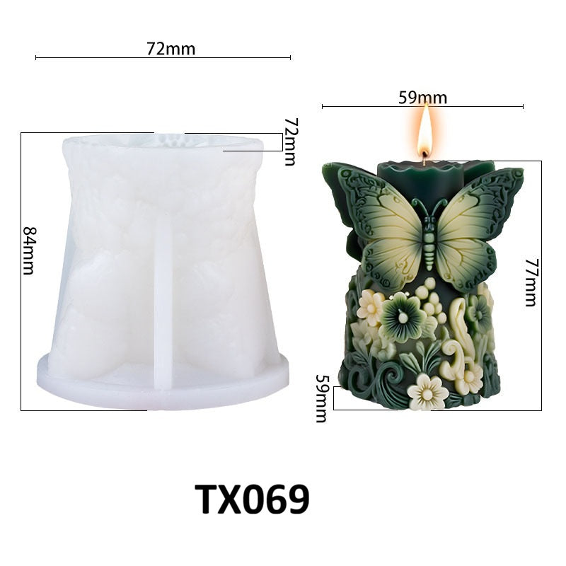 Butterfly Cylinder Scented Candle Silicone Mold