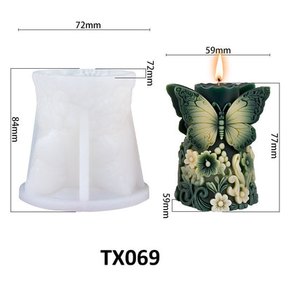 Butterfly Cylinder Scented Candle Silicone Mold