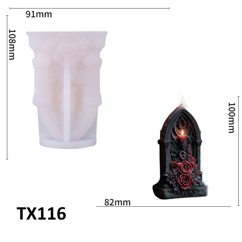 3D Rose Tombstone Silicone Scented Candle Mold