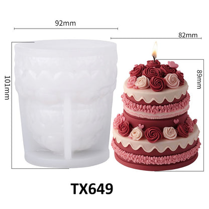 3D Rose Flower Topped Cake Silicone Mold for Candle Making