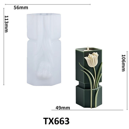 Geometric Tulip Scented Candle Silicone Mold