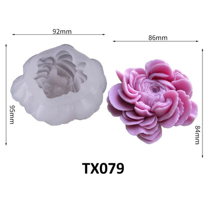 3D Ranunculus Flower Scented Candle Silicone Mold