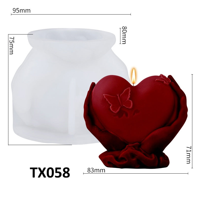 Gesture Heart-in-Hands Silicone Mold for Romantic Candle Making