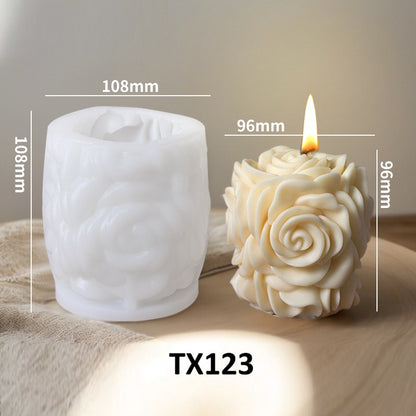3D Rose Flower Column Silicone Mold for Candle Making