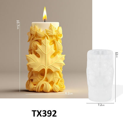 Leaf Pattern Cylinder Candle Silicone Mold