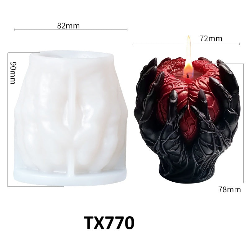 Halloween Hand Holding Heart Scented Candle Silicone Mold