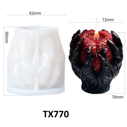 Halloween Hand Holding Heart Scented Candle Silicone Mold