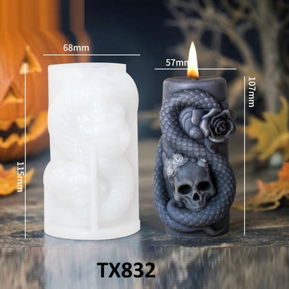 Cylindrical Snake Scented Candle Silicone Mold