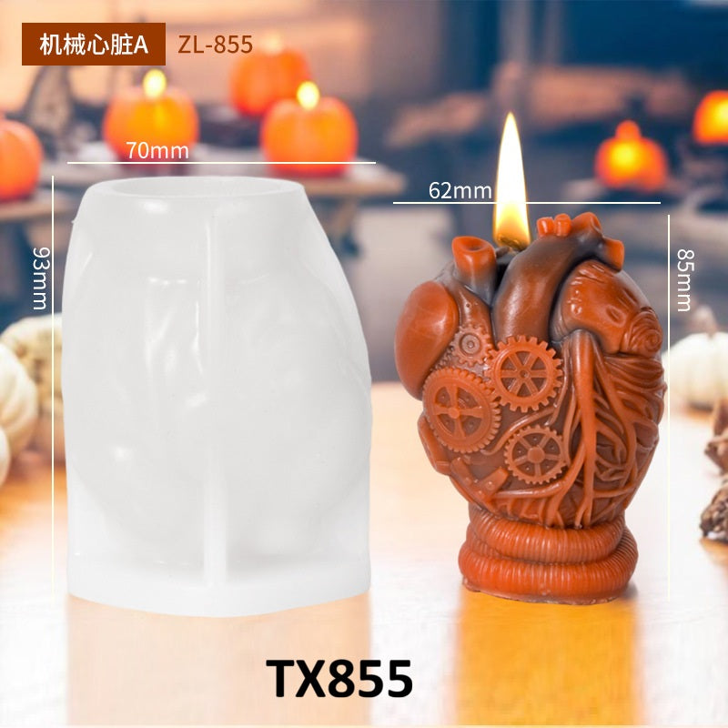 Mechanical Heart Skull Scented Candle Mold