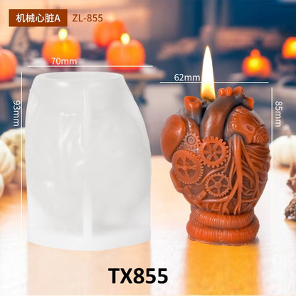 Mechanical Heart Skull Scented Candle Mold