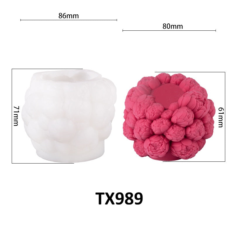 3D Rose Floral Heart Silicone Candle Mold