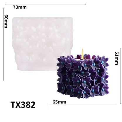 Square Hydrangea Scented Candle Silicone Mold