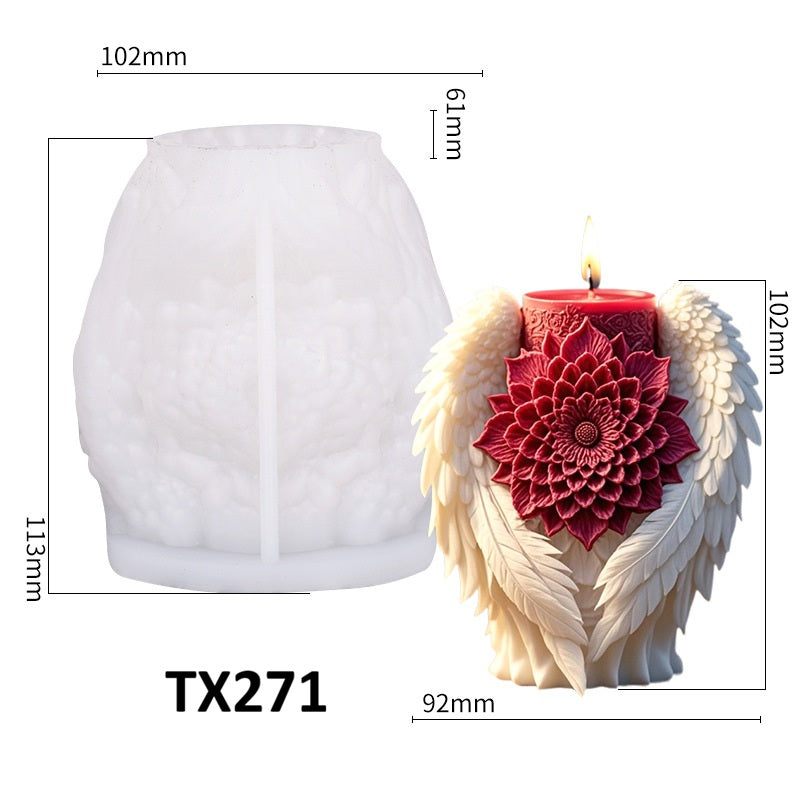 3D Angel Wings & Flower Silicone Candle Mold