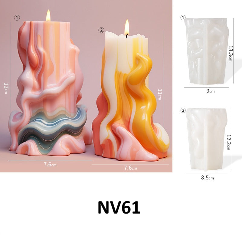 Modern Wavy Cylinder Silicone Candle Mold