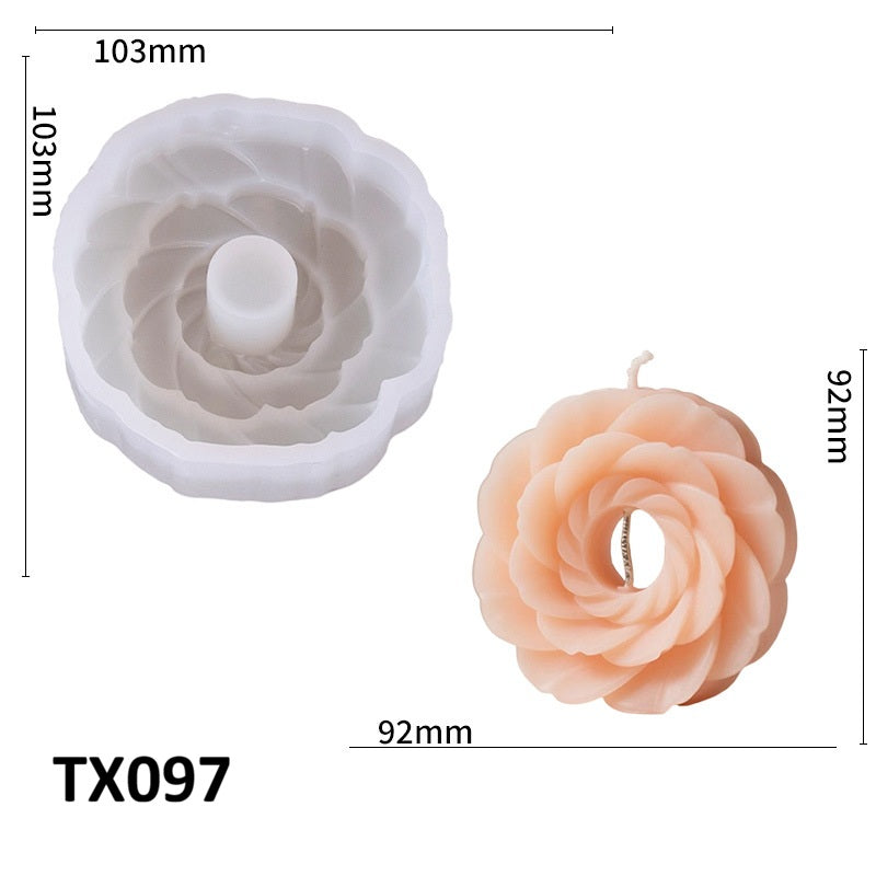 3D Ring Floral Pillar Silicone Candle Mold