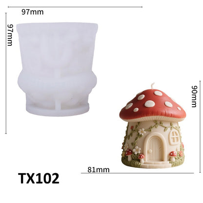 Floral Mushroom House Silicone Candle Mold