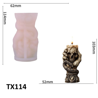 Skeleton Hand Holding Skull Silicone Candle Mold