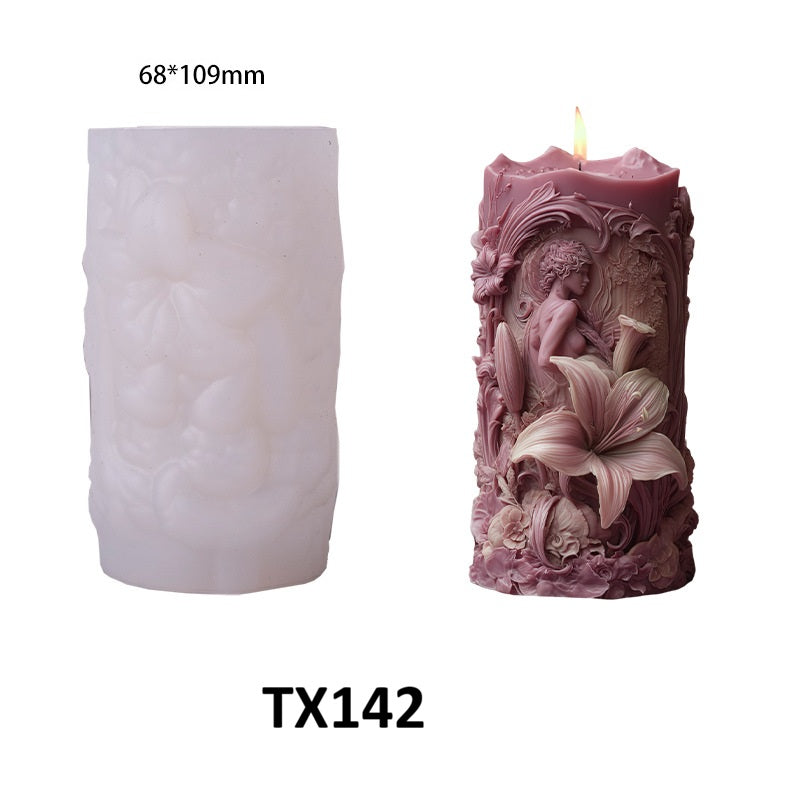 3D Floral Goddess Sculpture Silicone Candle Mold