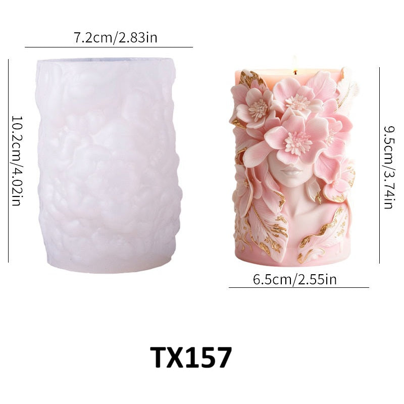 3D Floral Goddess Portrait Silicone Mold for Aroma Candles