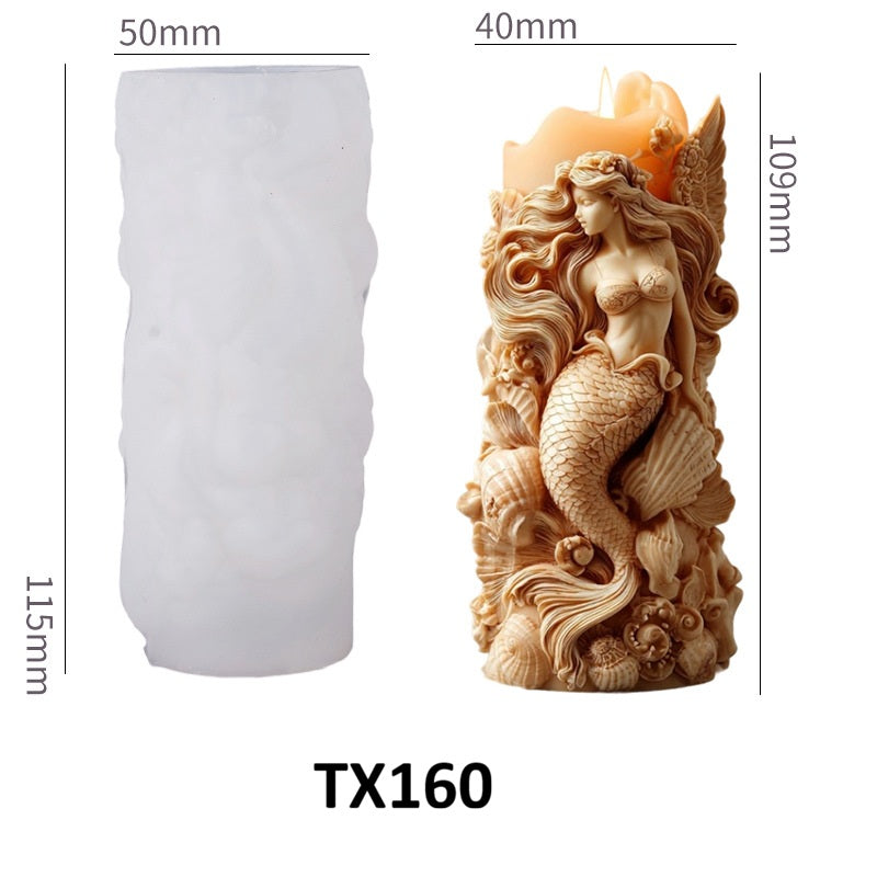 3D Oceanic Mermaid Silicone Candle Mold