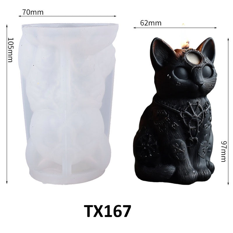 3D Halloween Black Cat Silicone Scented Candle Mold