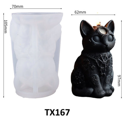 3D Halloween Black Cat Silicone Scented Candle Mold