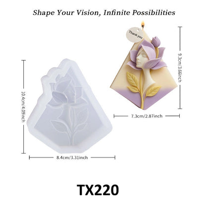 3D Human Face in Lotus Flower Silicone Candle Mold