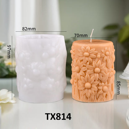3D Blooming Flower Pillar Silicone Candle Mold