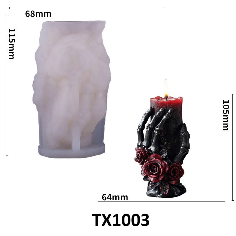 Halloween 3D Skull Hand Silicone Candle Mold