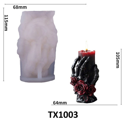 Halloween 3D Skull Hand Silicone Candle Mold
