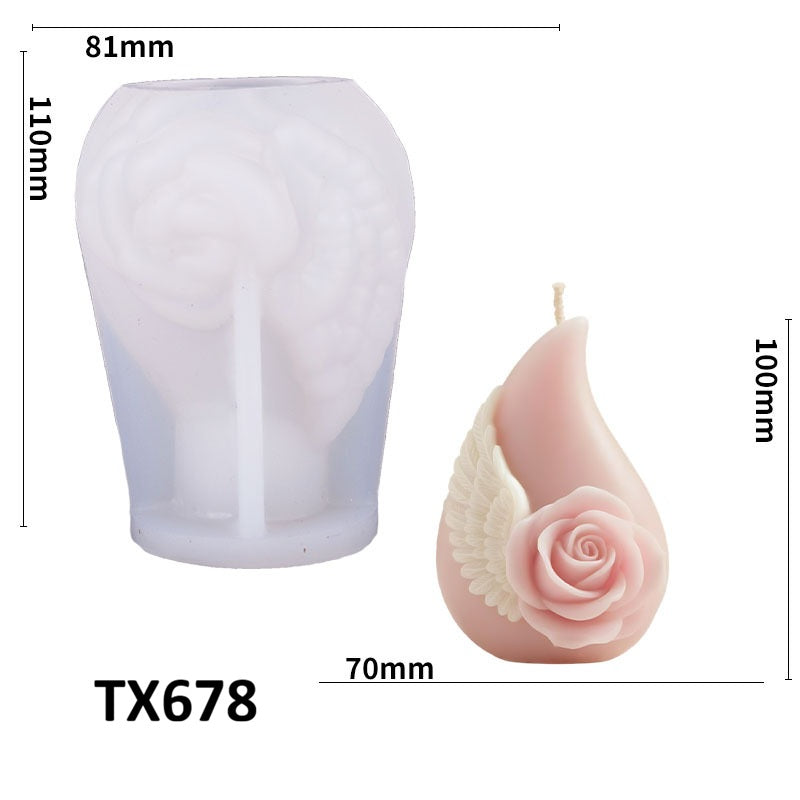 Angelic Rose Wings Aroma Candle Silicone Molds