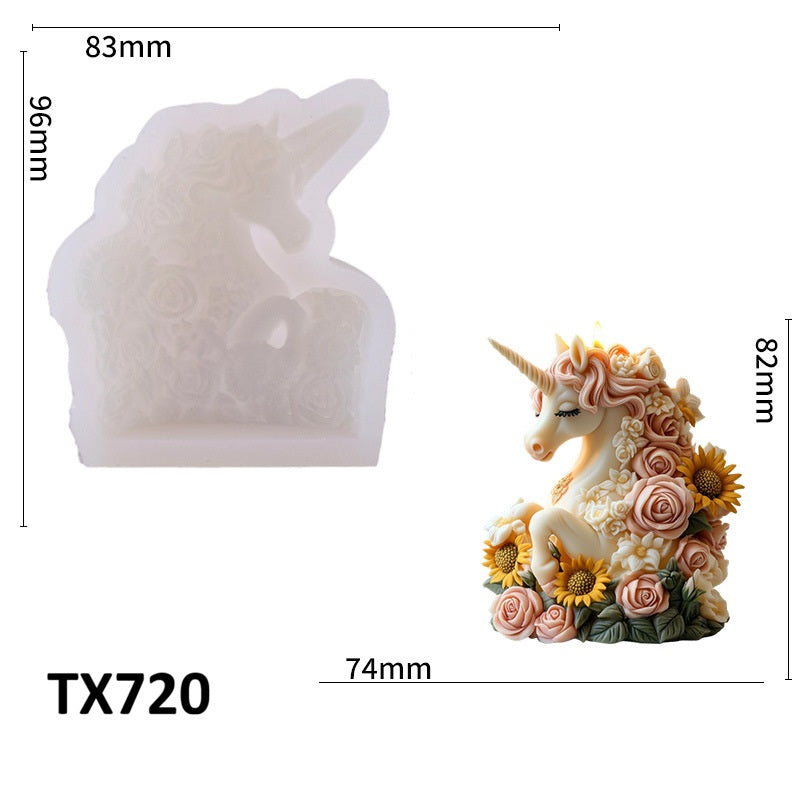 Floral Unicorn Scented Candle Silicone Mold