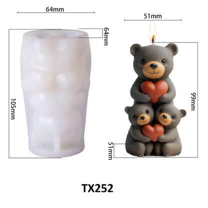 Cute Stackable Teddy Bears Silicone Scented Candle Mold