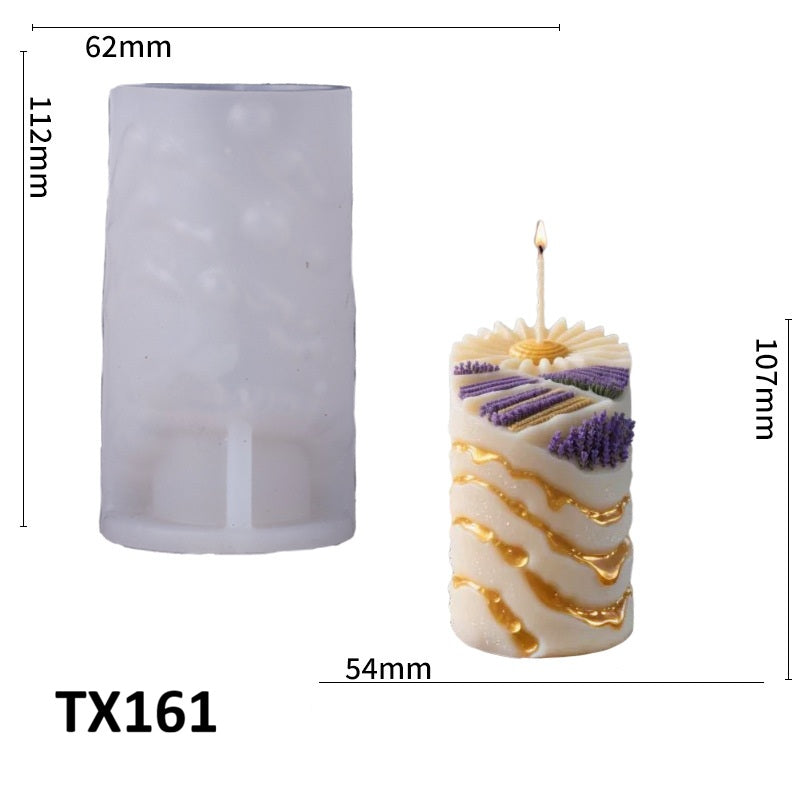 3D Lavender Pillar Silicone Scented Candle Mold