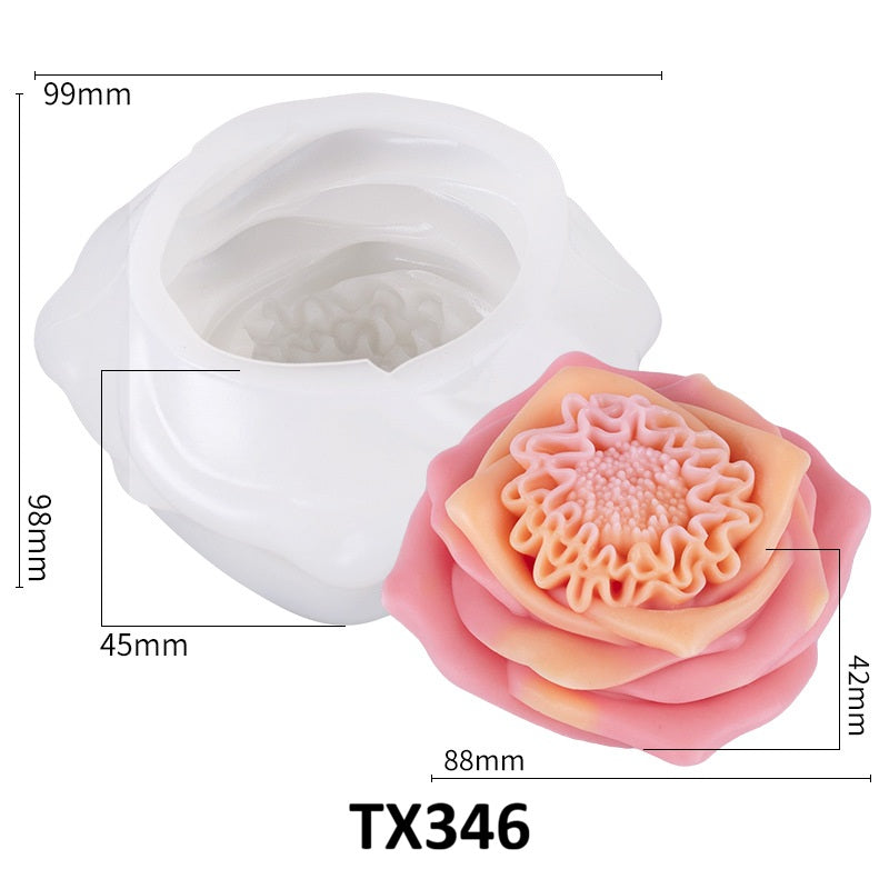 3D Realistic Rose Flower Candle Silicone Mold