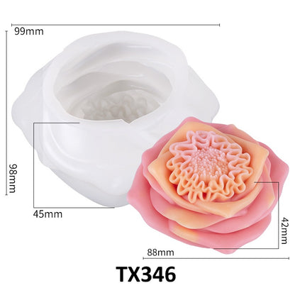 3D Realistic Rose Flower Candle Silicone Mold