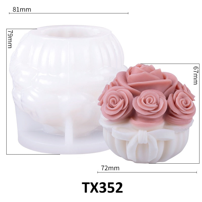 Romantic Rose Bouquet Silicone Candle Mold