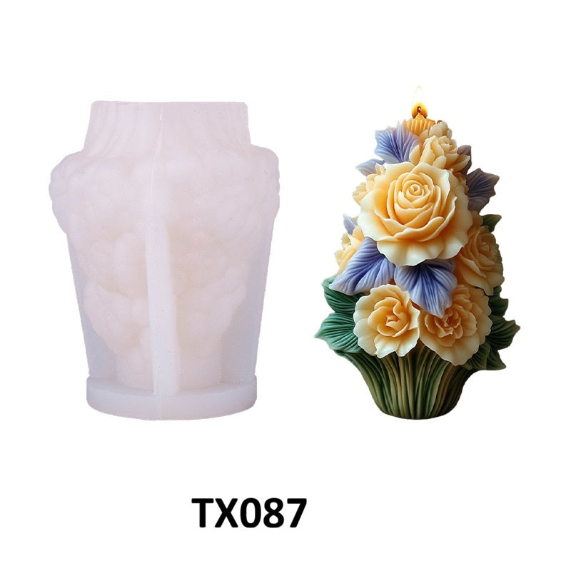 3D Flower Bouquet Silicone Scented Candle Mold
