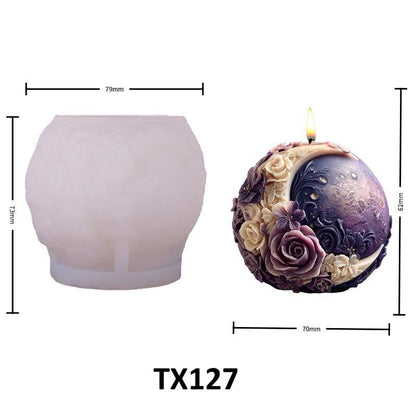 Spherical Moon & Floral Scented Candle Silicone Mold