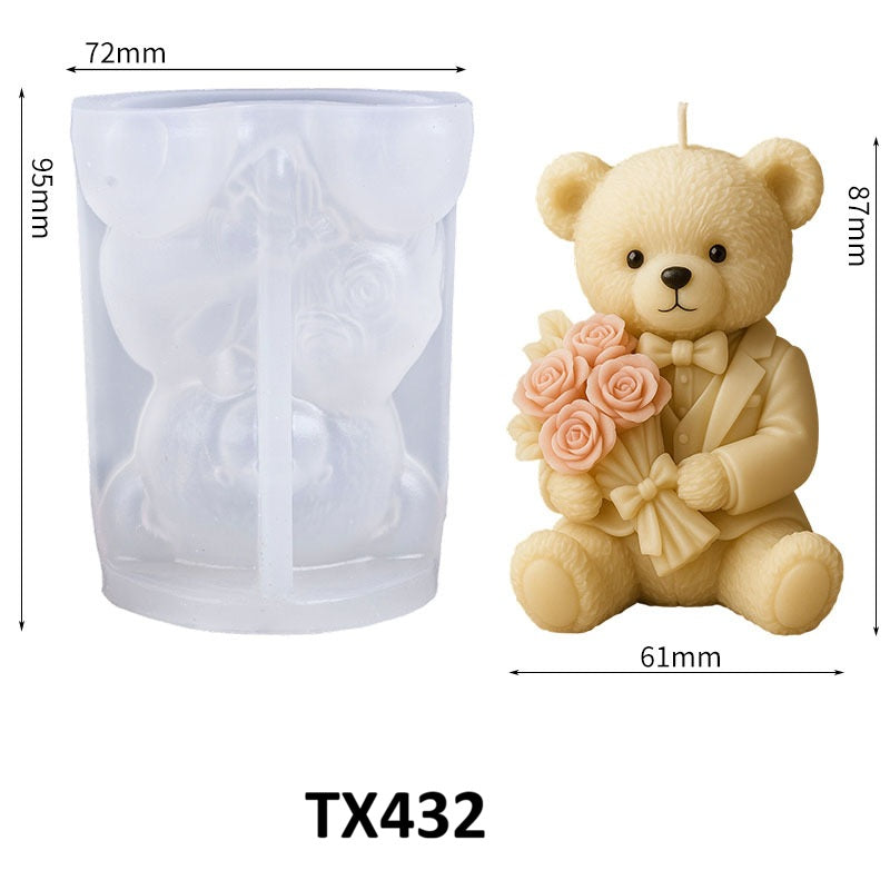 3D Wedding Couple Bears Aroma Silicone Mold