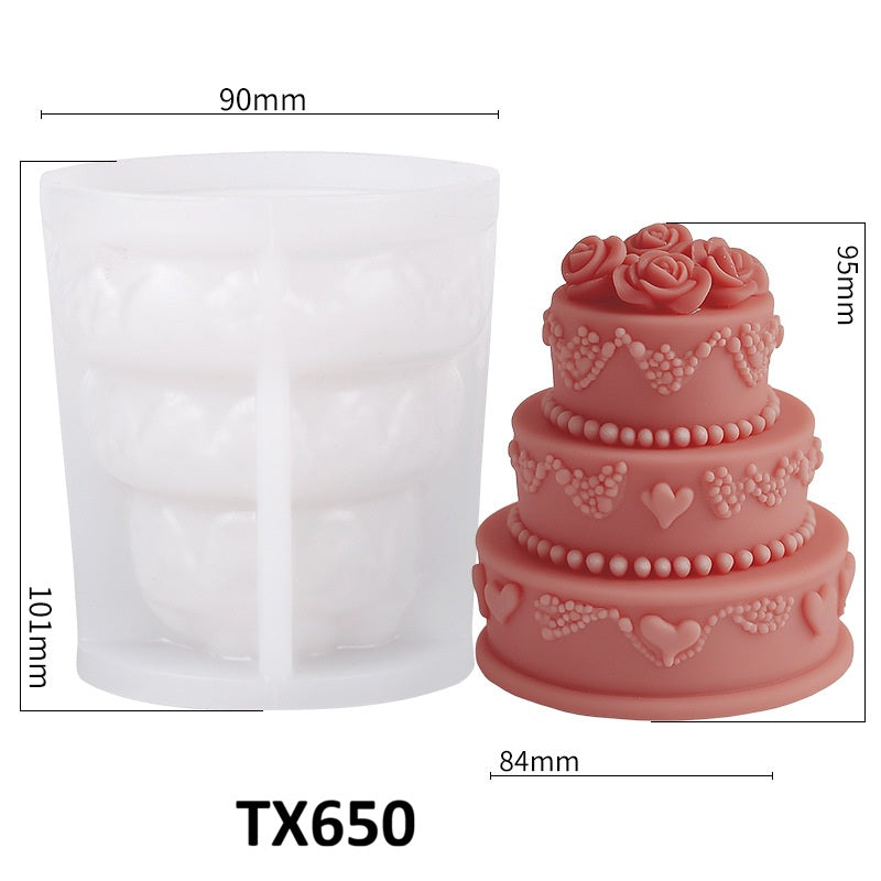 3D Rose Flower Topped Cake Silicone Mold for Candle Making