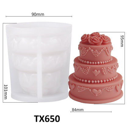 3D Rose Flower Topped Cake Silicone Mold for Candle Making